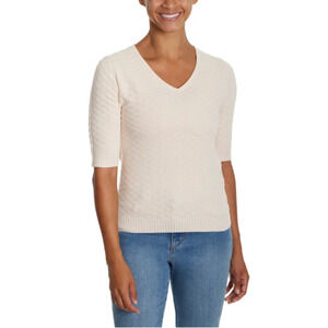 Ella Moss Women's Elbow Sleeve Lightweight Sweater, Cream, Size L
